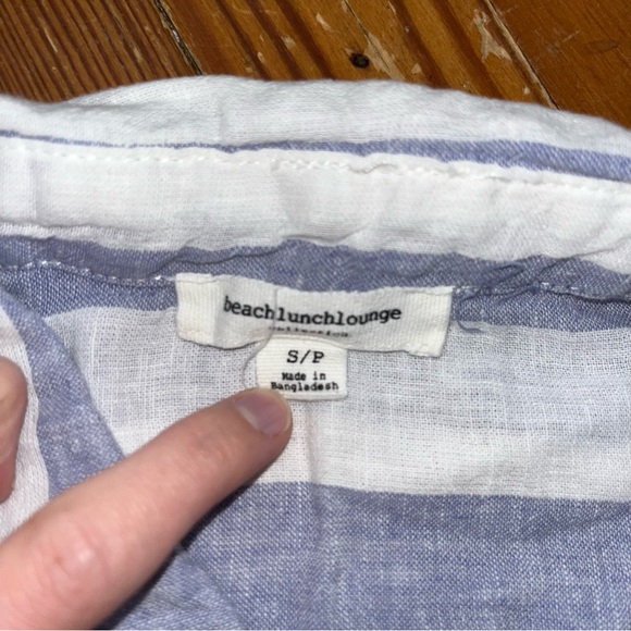 Beachlunchlounge // NWOT // blue & white stripe short-sleeve button-down top - Picture 3 of 5
